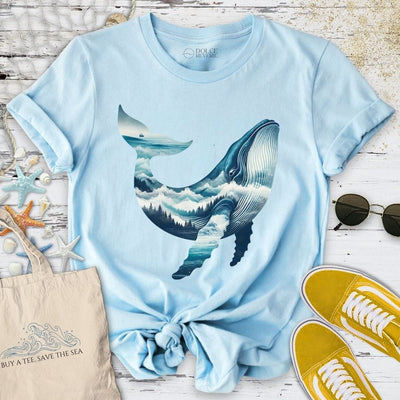 Mountain Whale T-Shirt - Ocean Graphic Tee - Gift for Ocean Lovers - Unisex