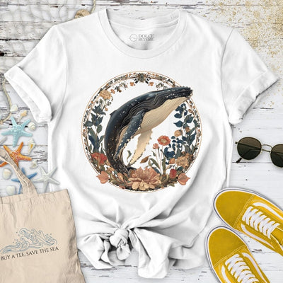 Whale Floral Symphony T-Shirt - Ocean Graphic Tee - Gift for Ocean Lovers - Unisex