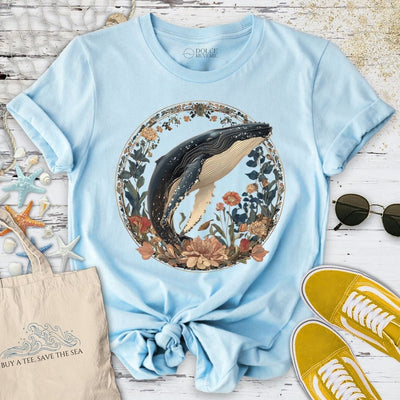 Whale Floral Symphony T-Shirt - Ocean Graphic Tee - Gift for Ocean Lovers - Unisex