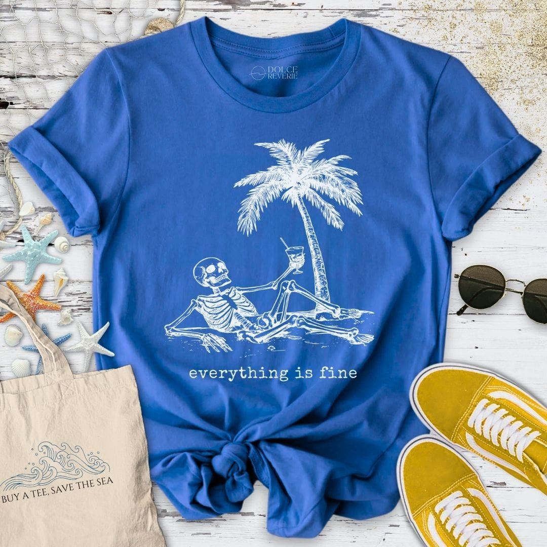 Everything Is Fine Skeleton T-Shirt - Ocean Graphic Tee - Gift for Ocean Lovers - Unisex
