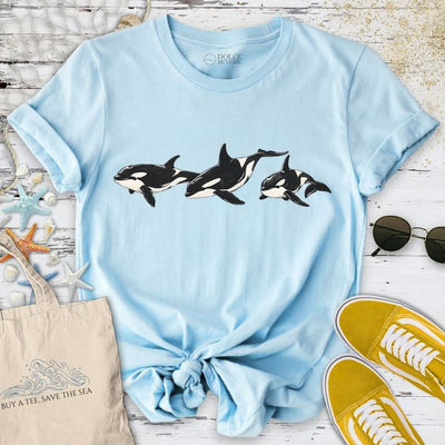 3 Vintage Orcas T-Shirt - Ocean Graphic Tee - Gift for Ocean Lovers - Unisex