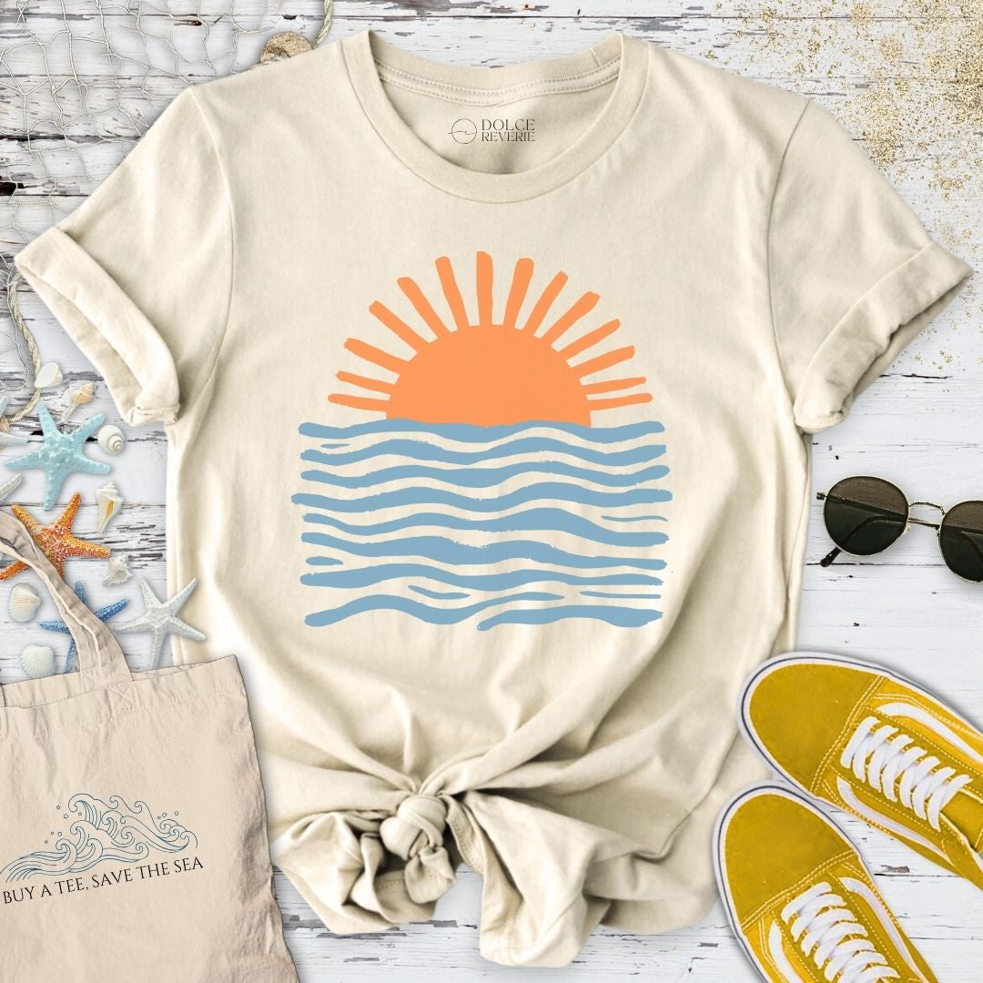 Retro Sunset T-Shirt - Ocean Graphic Tee - Gift for Ocean Lovers - Unisex