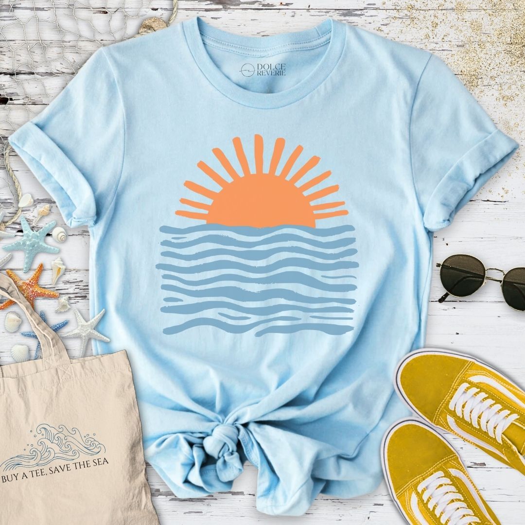 Retro Sunset T-Shirt - Ocean Graphic Tee - Gift for Ocean Lovers - Unisex