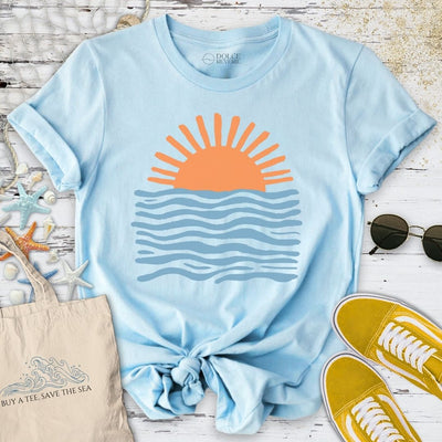 Retro Sunset T-Shirt - Ocean Graphic Tee - Gift for Ocean Lovers - Unisex