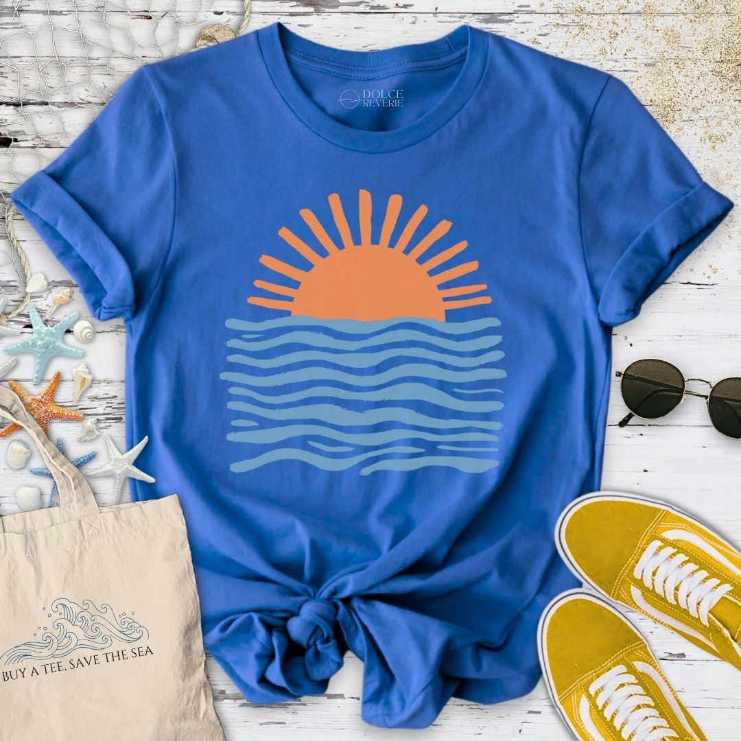 Retro Sunset T-Shirt - Ocean Graphic Tee - Gift for Ocean Lovers - Unisex