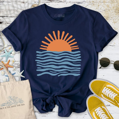 Retro Sunset T-Shirt - Ocean Graphic Tee - Gift for Ocean Lovers - Unisex