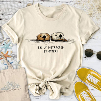 Distracted By Otters T-Shirt - Ocean Graphic Tee - Gift for Ocean Lovers - Unisex