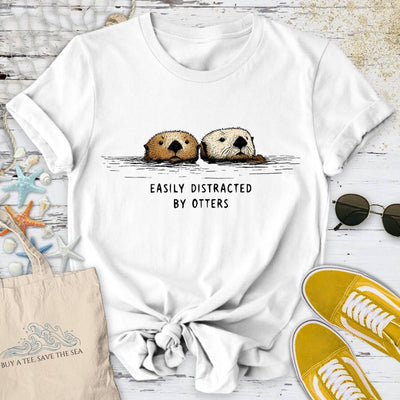 Distracted By Otters T-Shirt - Ocean Graphic Tee - Gift for Ocean Lovers - Unisex