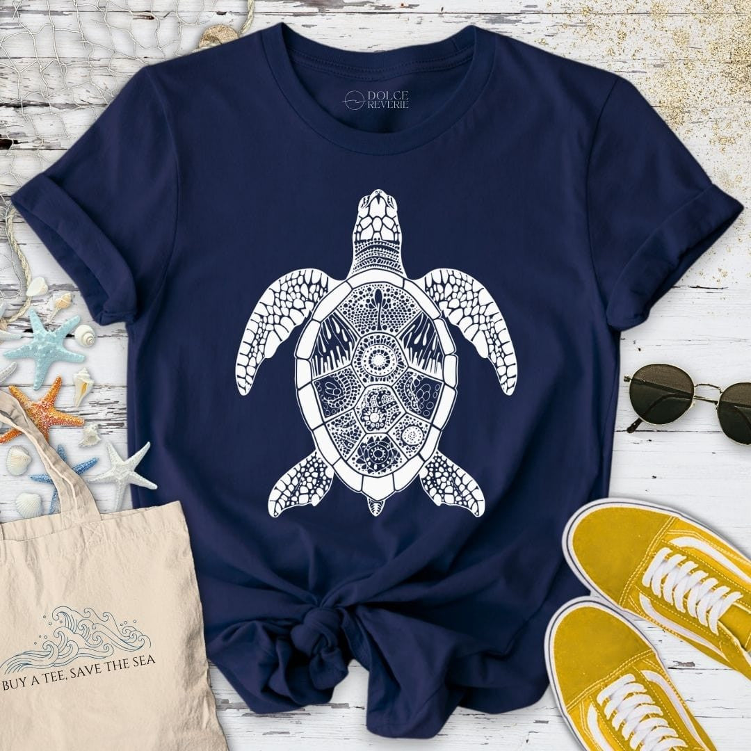 Turtle Zentangle T-Shirt - Ocean Graphic Tee - Gift for Ocean Lovers - Unisex