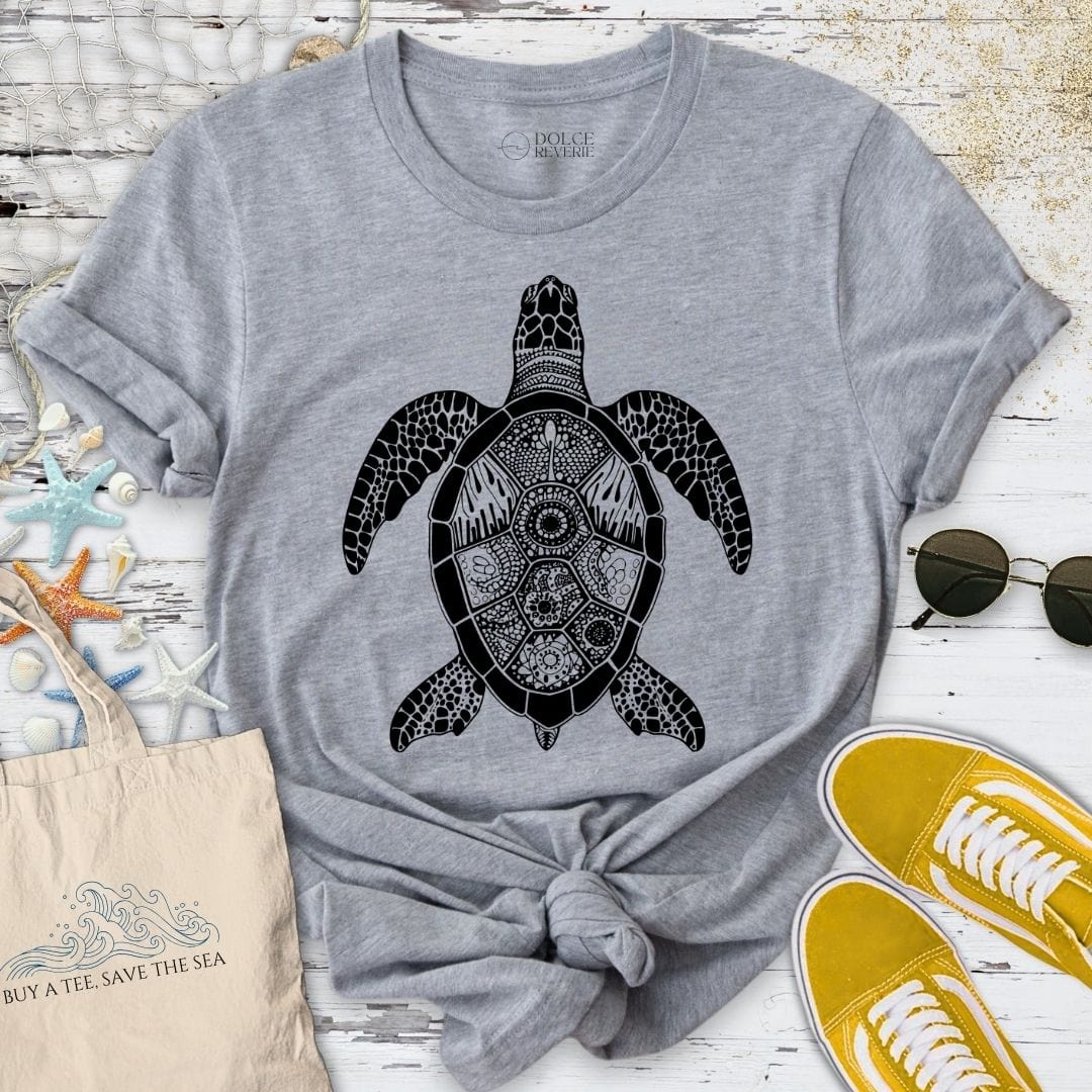 Turtle Zentangle T-Shirt - Ocean Graphic Tee - Gift for Ocean Lovers - Unisex