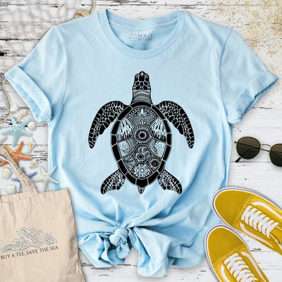 Turtle Zentangle T-Shirt - Ocean Graphic Tee - Gift for Ocean Lovers - Unisex