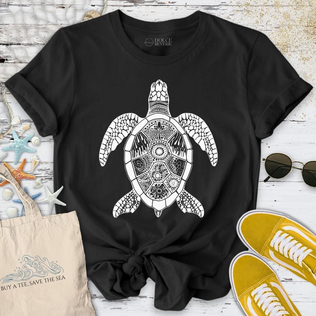 Turtle Zentangle T-Shirt - Ocean Graphic Tee - Gift for Ocean Lovers - Unisex