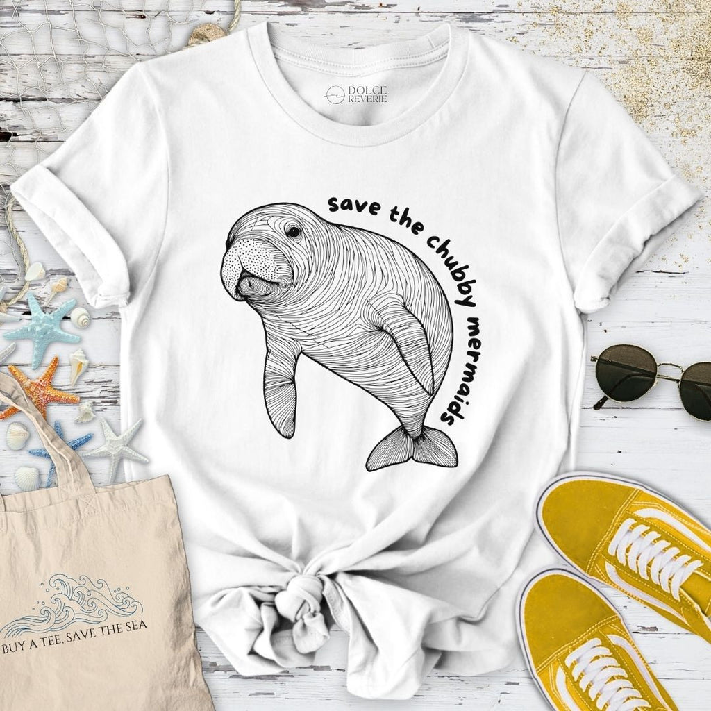 Chubby Mermaids, Manatee T-Shirt - Ocean Graphic Tee - Gift for Ocean Lovers - Unisex