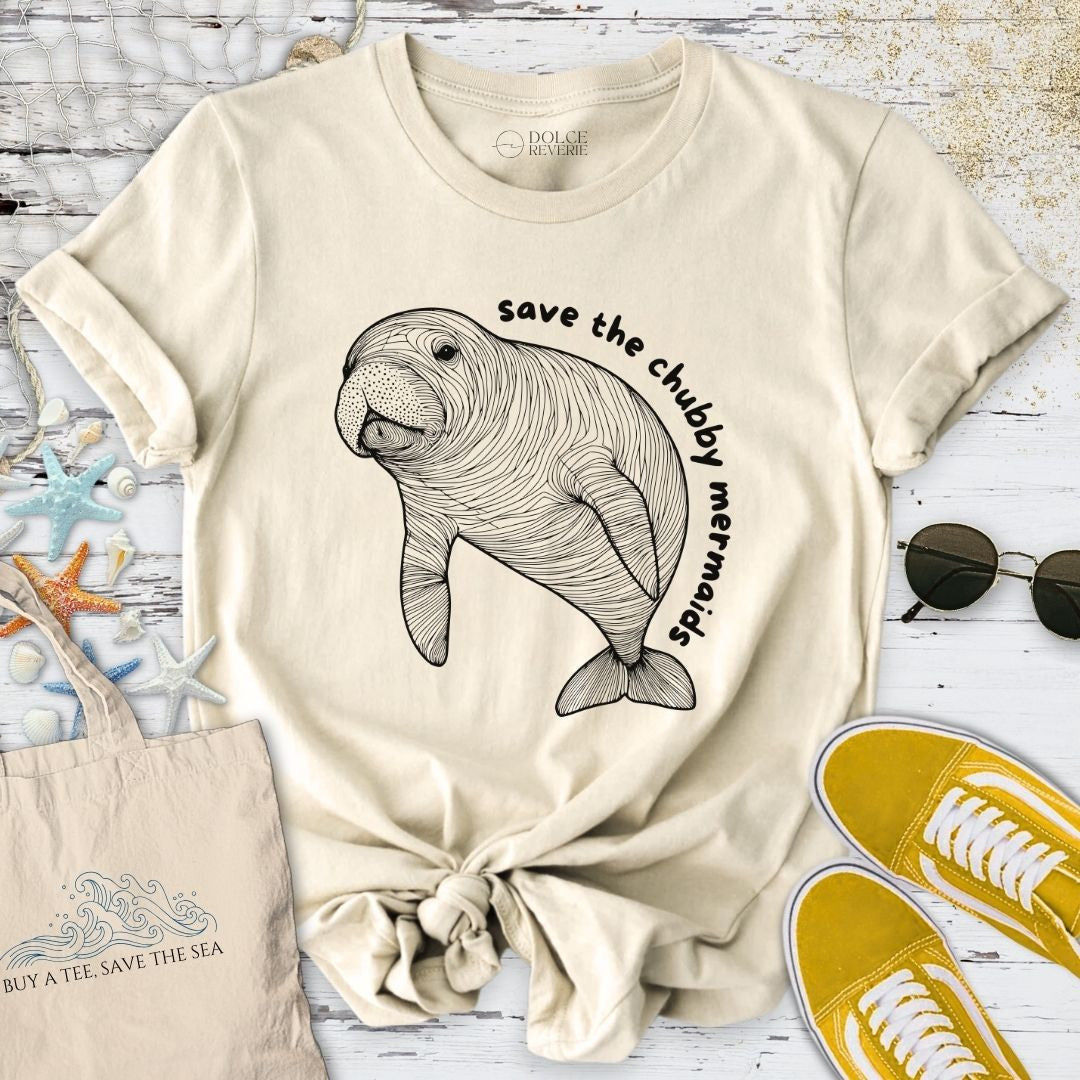 Chubby Mermaids, Manatee T-Shirt - Ocean Graphic Tee - Gift for Ocean Lovers - Unisex