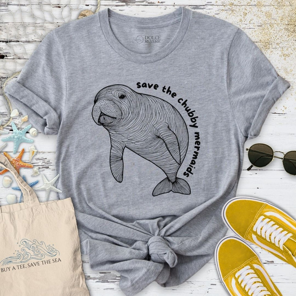 Chubby Mermaids, Manatee T-Shirt - Ocean Graphic Tee - Gift for Ocean Lovers - Unisex