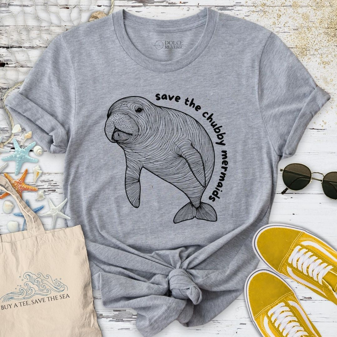 Chubby Mermaids, Manatee T-Shirt - Ocean Graphic Tee - Gift for Ocean Lovers - Unisex