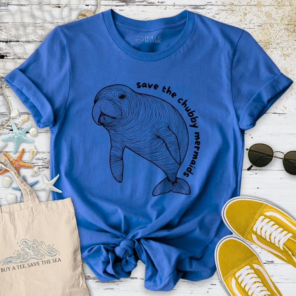 Chubby Mermaids, Manatee T-Shirt - Ocean Graphic Tee - Gift for Ocean Lovers - Unisex