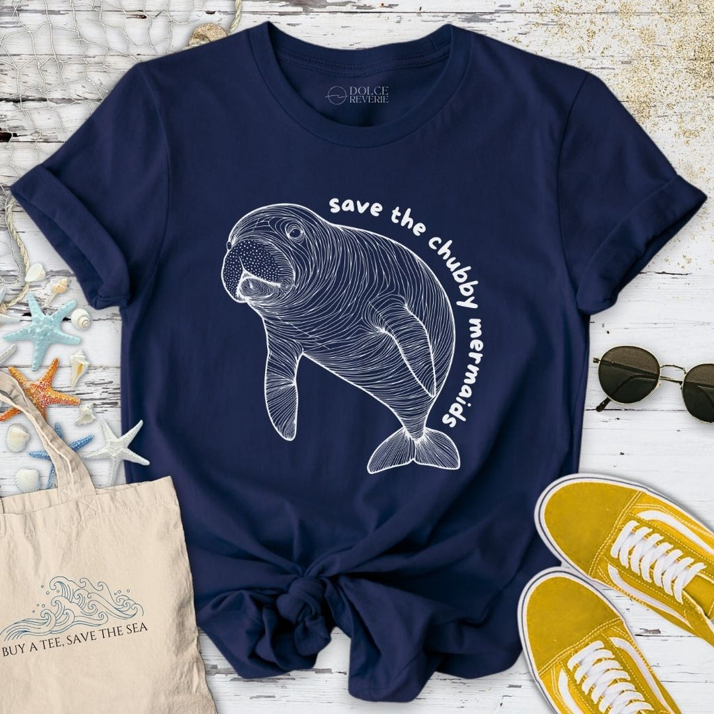 Chubby Mermaids, Manatee T-Shirt - Ocean Graphic Tee - Gift for Ocean Lovers - Unisex