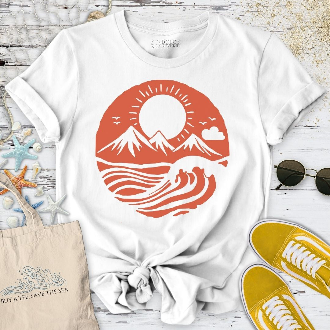 Mountain Waves T-Shirt - Ocean Graphic Tee - Gift for Ocean Lovers - Unisex