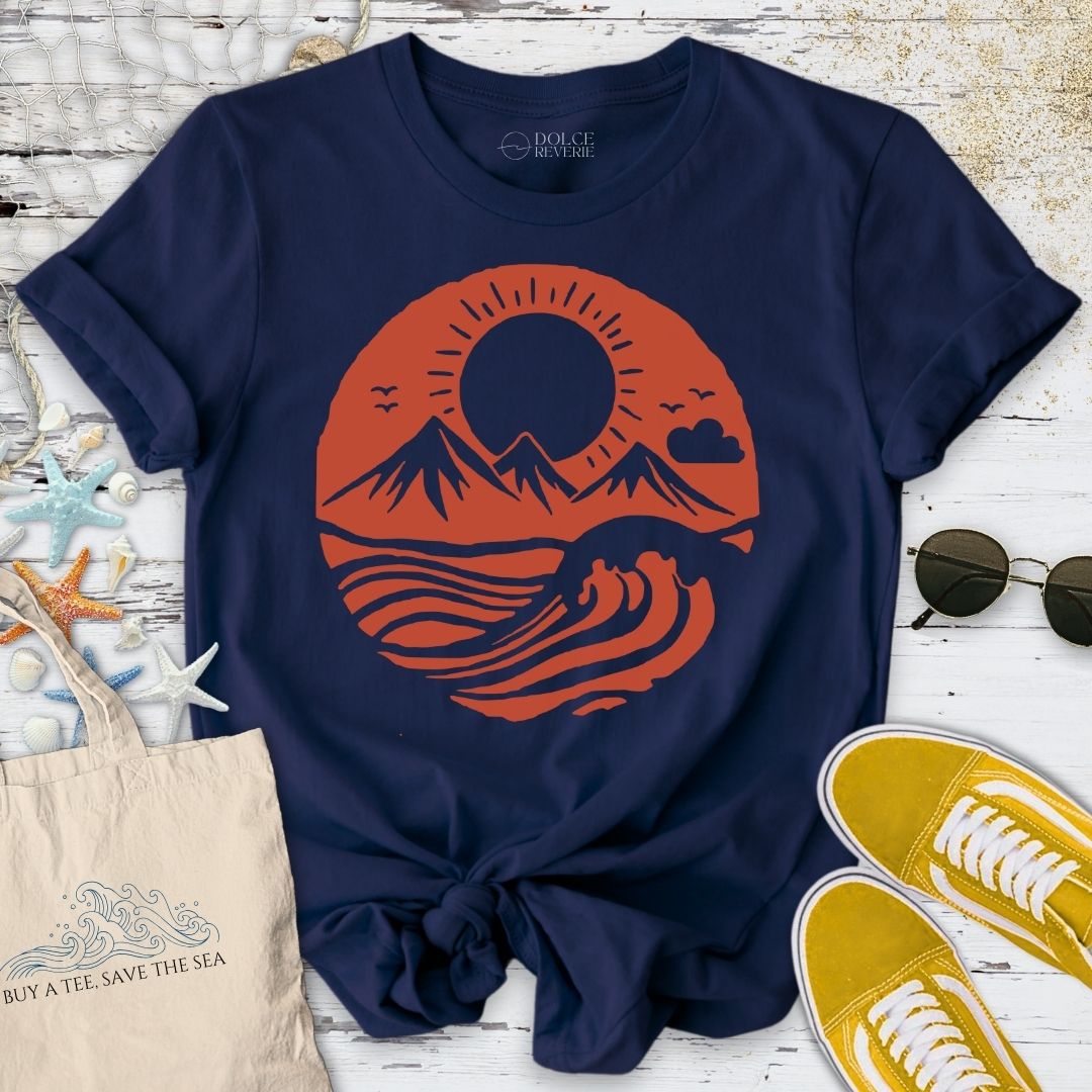 Mountain Waves T-Shirt - Ocean Graphic Tee - Gift for Ocean Lovers - Unisex