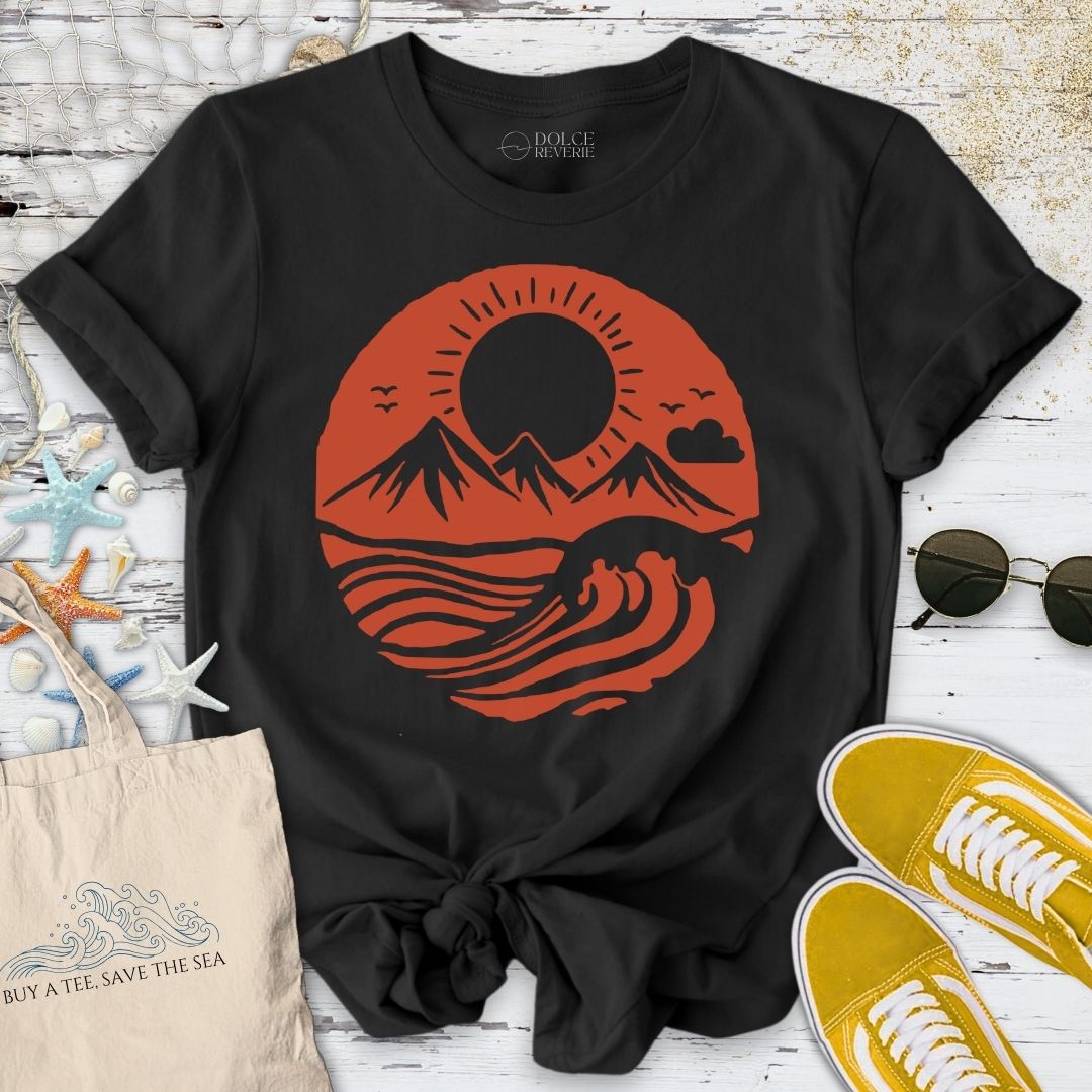 Mountain Waves T-Shirt - Ocean Graphic Tee - Gift for Ocean Lovers - Unisex