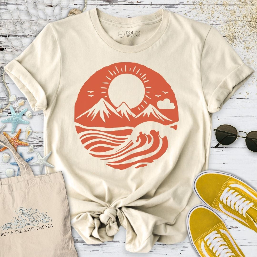 Mountain Waves T-Shirt - Ocean Graphic Tee - Gift for Ocean Lovers - Unisex