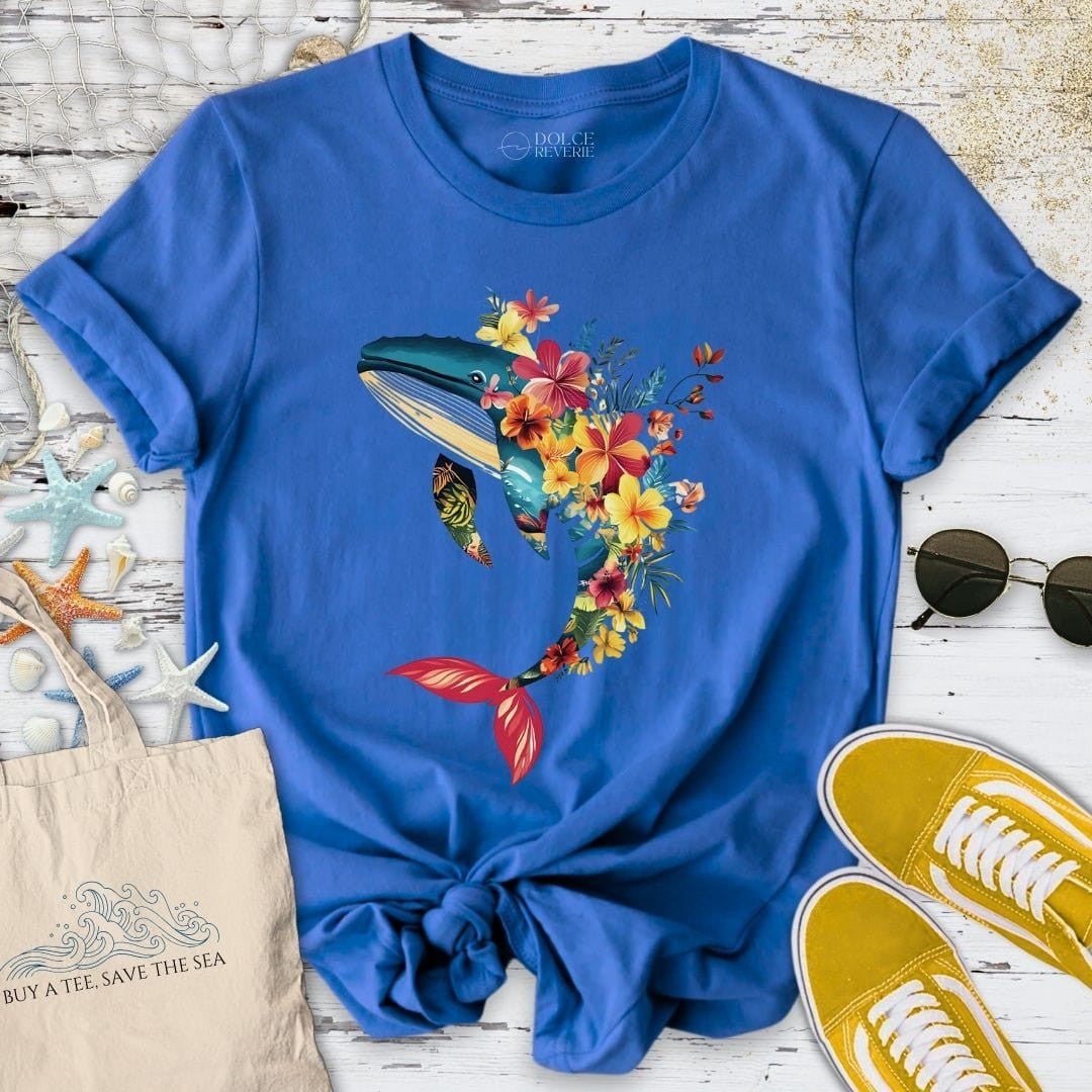 Floral Whale T-Shirt - Ocean Graphic Tee - Gift for Ocean Lovers - Unisex
