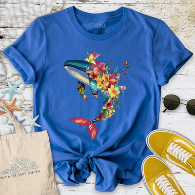 Floral Whale T-Shirt - Ocean Graphic Tee - Gift for Ocean Lovers - Unisex