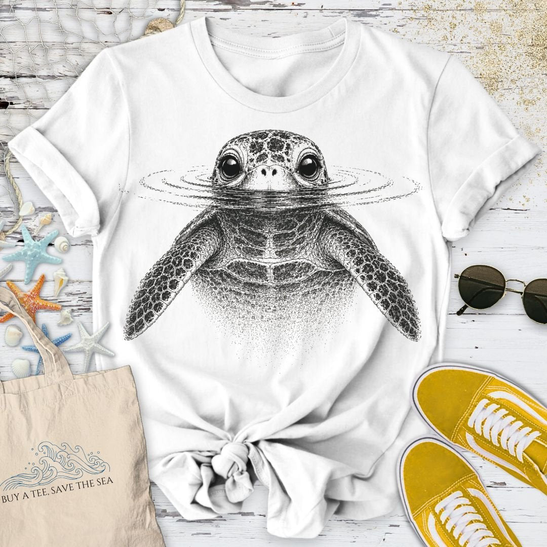 Curious Turtle T-Shirt - Ocean Graphic Tee - Gift for Ocean Lovers - Unisex