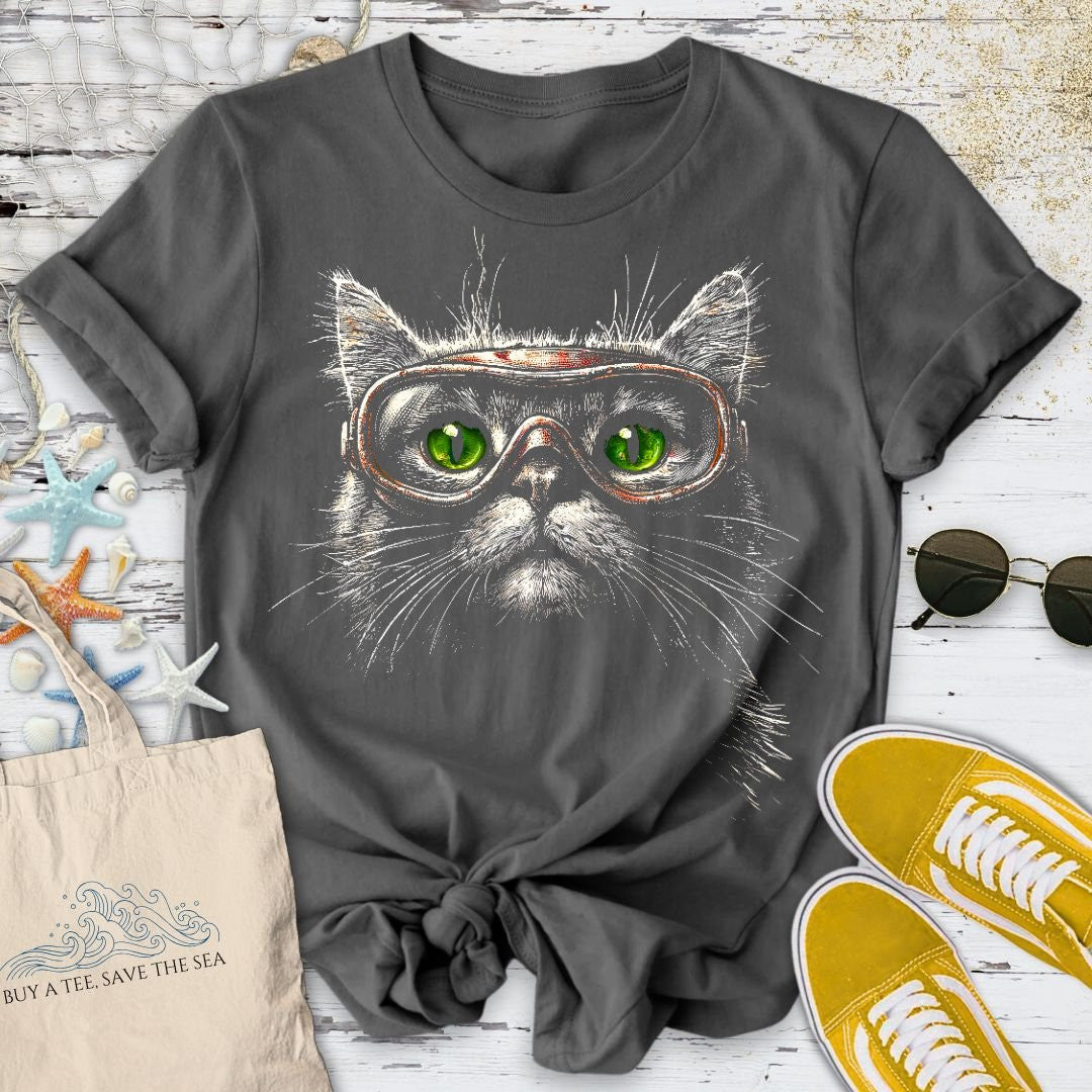 Scuba Cat T-Shirt - Ocean Graphic Tee - Gift for Ocean Lovers - Unisex