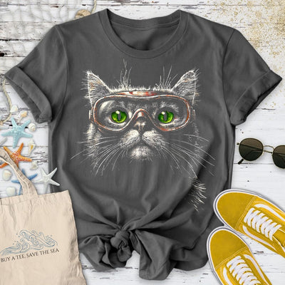 Scuba Cat T-Shirt - Ocean Graphic Tee - Gift for Ocean Lovers - Unisex