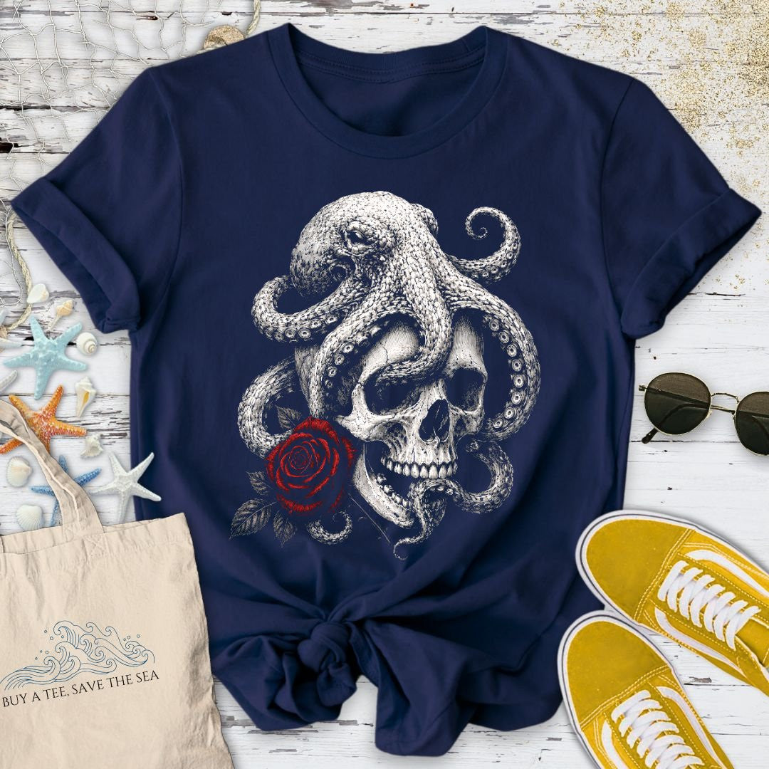 The Last Rose, Octopus T-Shirt - Ocean Graphic Tee - Gift for Ocean Lovers - Unisex