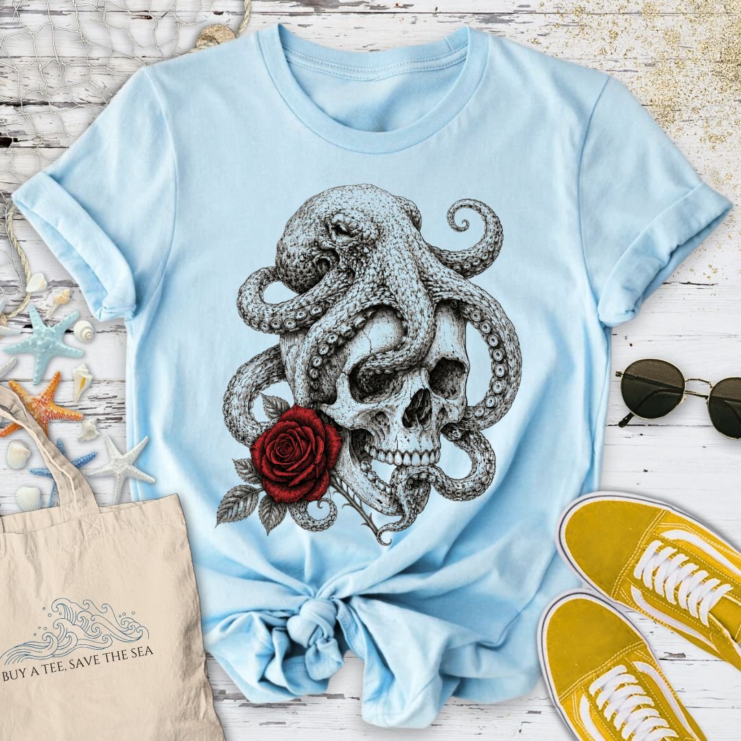 The Last Rose, Octopus T-Shirt - Ocean Graphic Tee - Gift for Ocean Lovers - Unisex