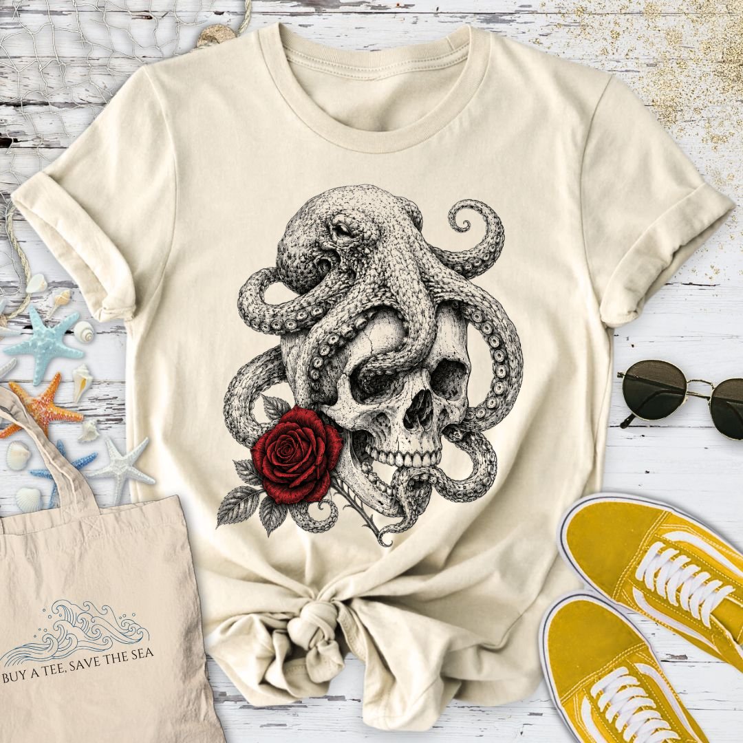 The Last Rose, Octopus T-Shirt - Ocean Graphic Tee - Gift for Ocean Lovers - Unisex