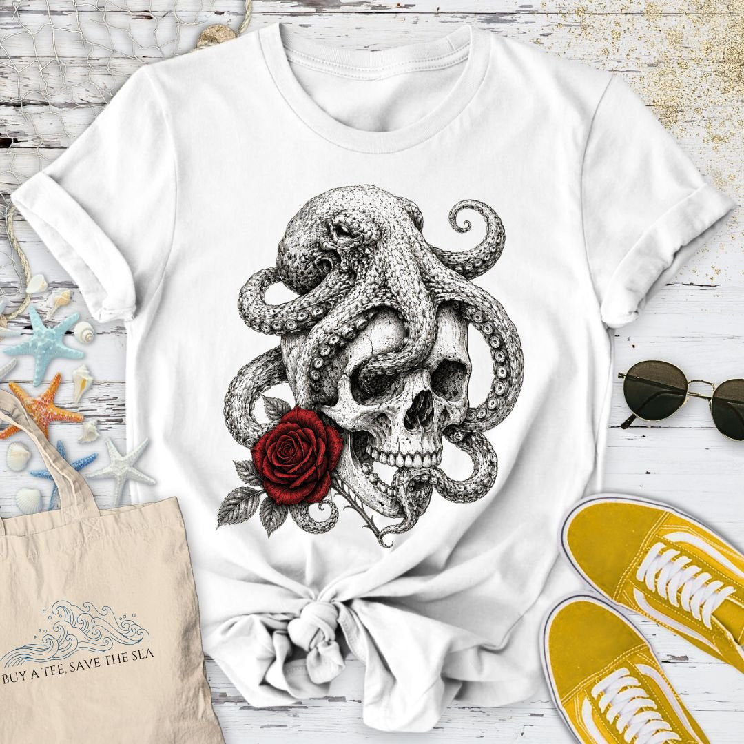 The Last Rose, Octopus T-Shirt - Ocean Graphic Tee - Gift for Ocean Lovers - Unisex