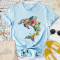 Floral Dolphin T-Shirt - Ocean Graphic Tee - Gift for Ocean Lovers - Unisex