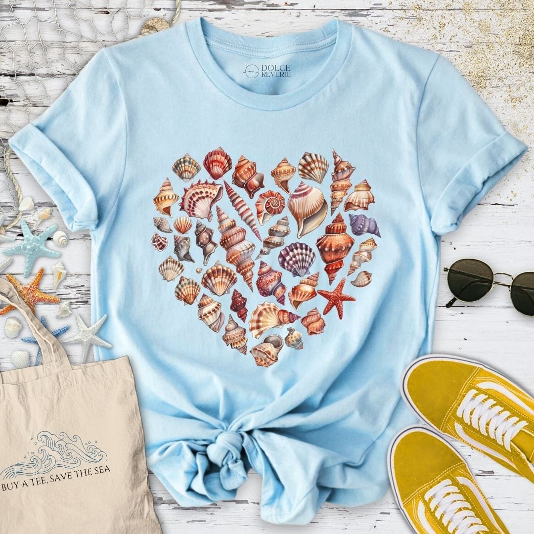 Heart of Shells T-Shirt - Ocean Graphic Tee - Gift for Ocean Lovers - Unisex