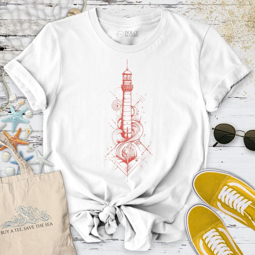 Geometric Lighthouse T-Shirt - Ocean Graphic Tee - Gift for Ocean Lovers - Unisex