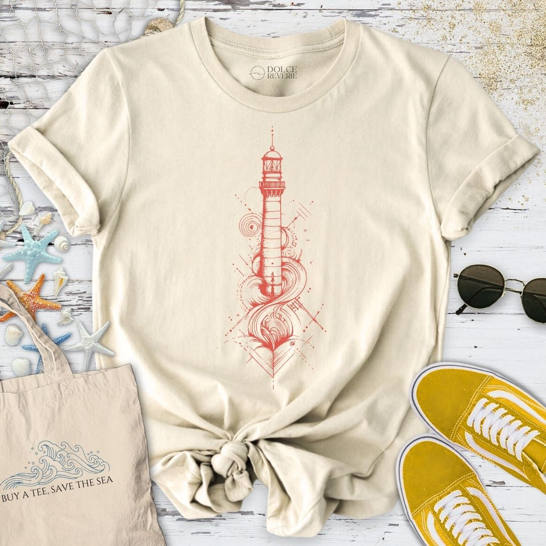 Geometric Lighthouse T-Shirt - Ocean Graphic Tee - Gift for Ocean Lovers - Unisex