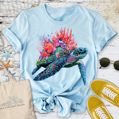 Reef Turtle T-Shirt - Ocean Graphic Tee - Gift for Ocean Lovers - Unisex