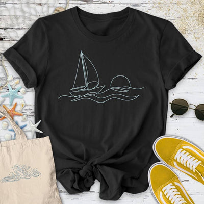 Sail At Sunset T-Shirt - Ocean Graphic Tee - Gift for Ocean Lovers - Unisex