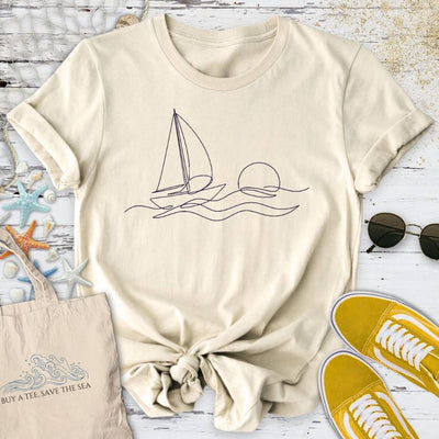 Sail At Sunset T-Shirt - Ocean Graphic Tee - Gift for Ocean Lovers - Unisex