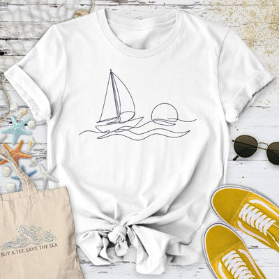 Sail At Sunset T-Shirt - Ocean Graphic Tee - Gift for Ocean Lovers - Unisex