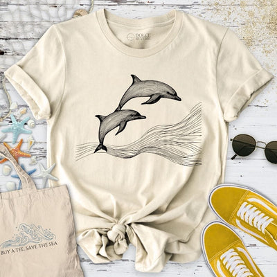 Dolphins Line Art T-Shirt - Ocean Graphic Tee - Gift for Ocean Lovers - Unisex