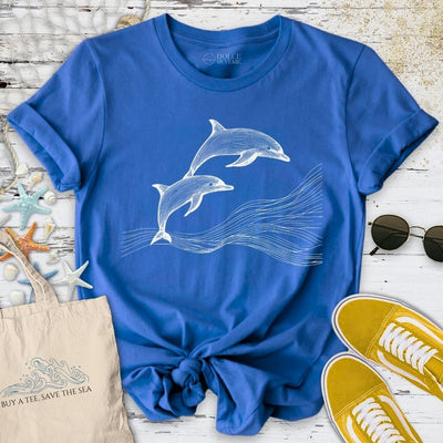 Dolphins Line Art T-Shirt - Ocean Graphic Tee - Gift for Ocean Lovers - Unisex