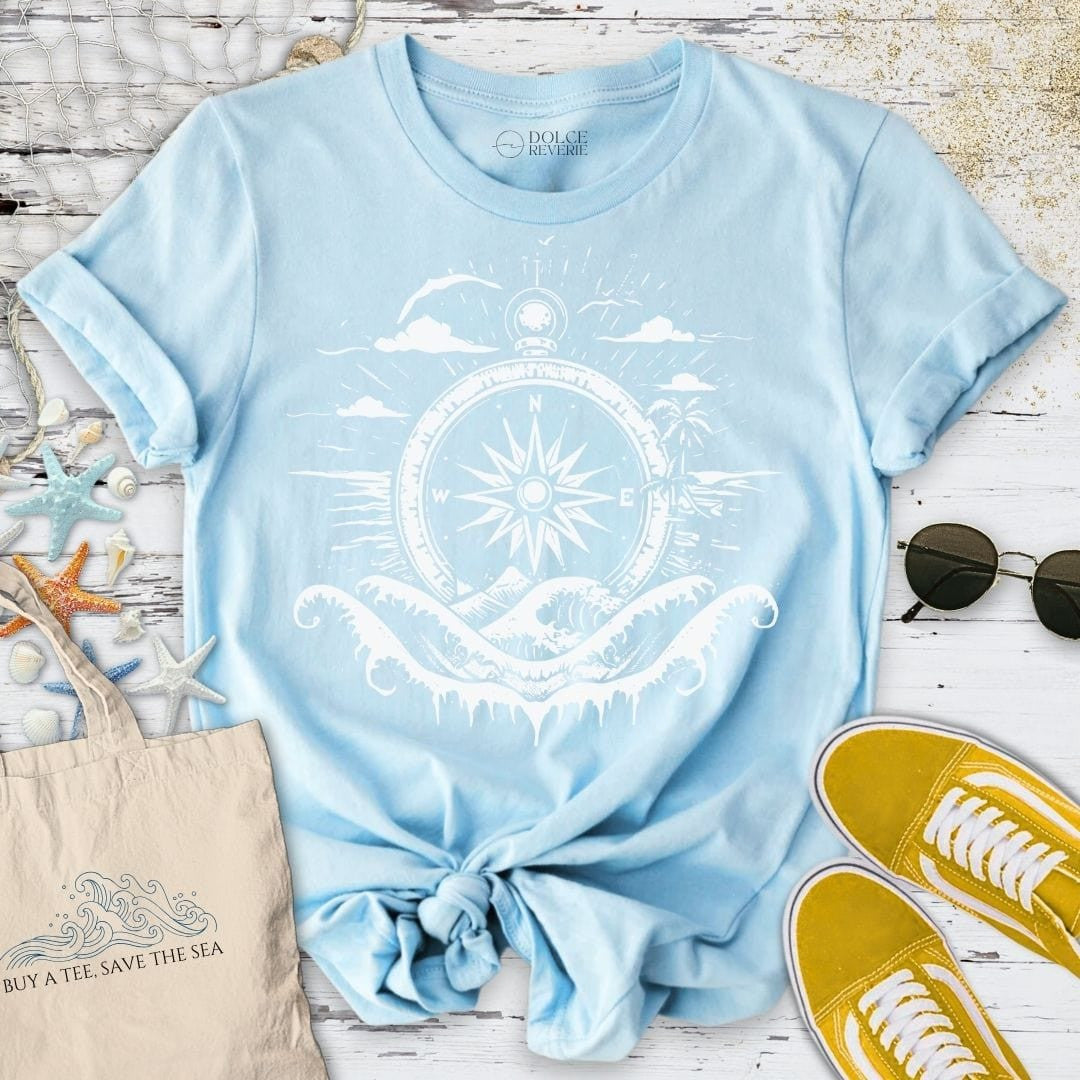 Compass T-Shirt - Ocean Graphic Tee - Gift for Ocean Lovers - Unisex