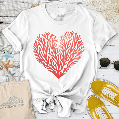 Red Coral Reef Heart T-Shirt - Ocean Graphic Tee - Gift for Ocean Lovers - Unisex