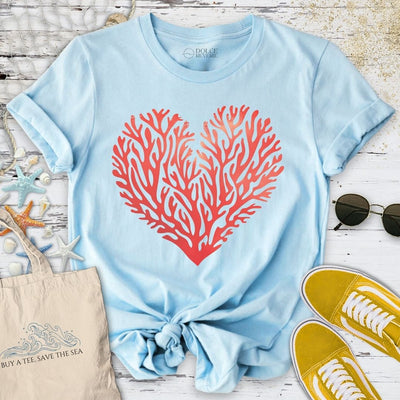 Red Coral Reef Heart T-Shirt - Ocean Graphic Tee - Gift for Ocean Lovers - Unisex