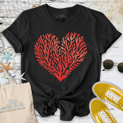 Red Coral Reef Heart T-Shirt - Ocean Graphic Tee - Gift for Ocean Lovers - Unisex