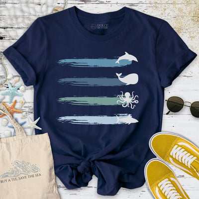 Marine Paths T-Shirt - Ocean Graphic Tee - Gift for Ocean Lovers - Unisex
